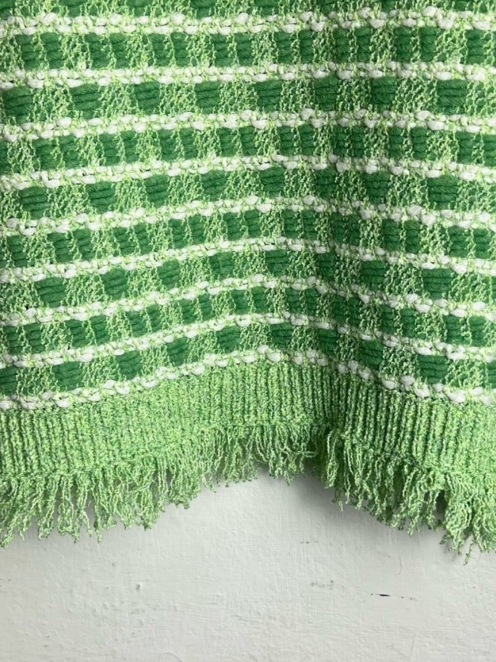 ZARA Green Striped Distressed Cropped Sweater Frayed Hem Knit Top - Picture 14 of 14